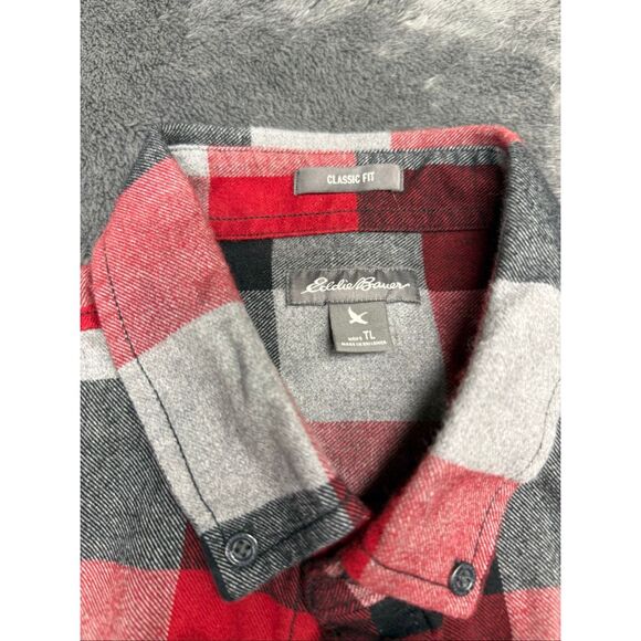 Eddie Bauer red and black plaid flannel shirt, Size LT #flannel - Picture 3 of 4